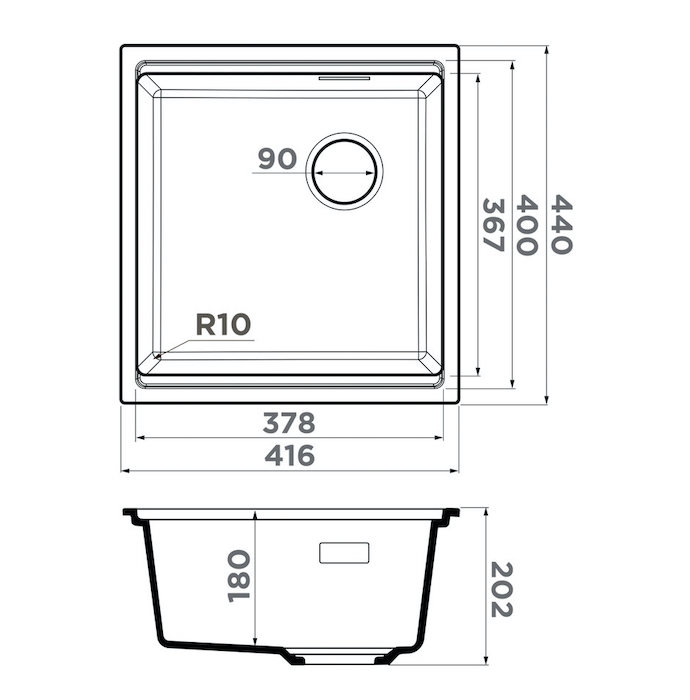 Omoikiri YORU 42-U SIDE-WH 