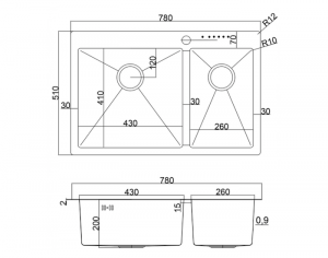  STEEL KITCHEN SKS 78-2-51-L GRAFIT